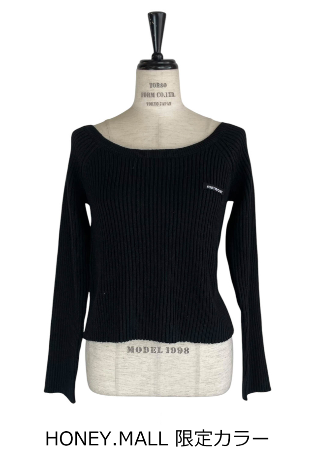 トップス HONEY MI HONEY boat neck rib knit tunic HONEY MI HONEY boat neck rib knit tunic