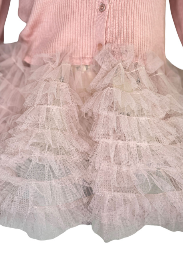 HONEY MI HONEY｜チュールペプラムポロニットカーディガン｜大人