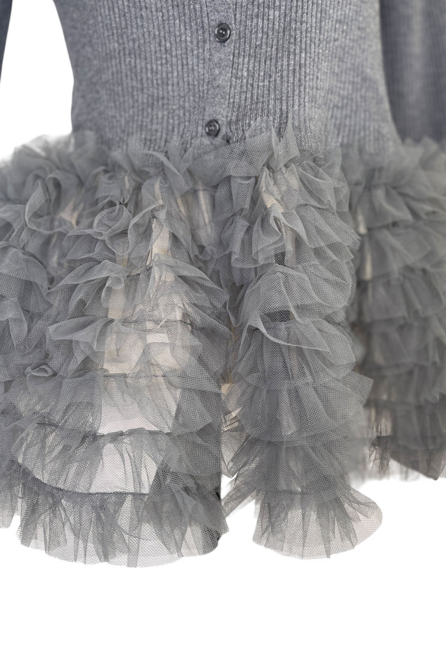 ハニーミーハニー完売！チュールぺプラムポロニットカーディガン黒 ハニーミーハニー完売！チュールぺプラムポロニットカーディガン