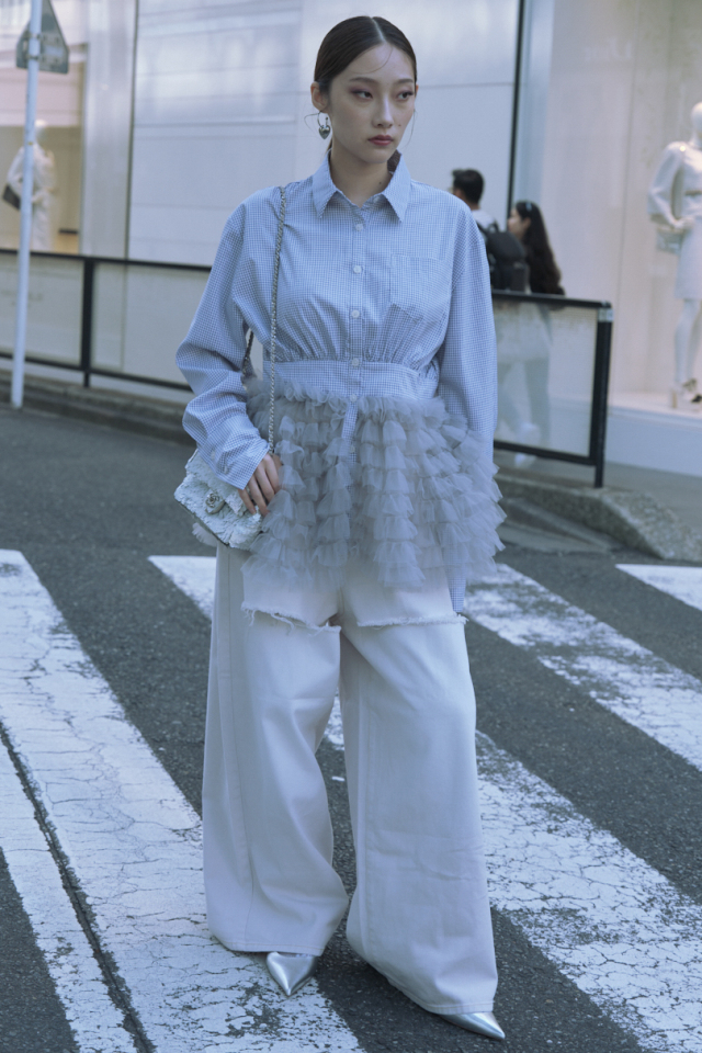 tulle peplum shirt