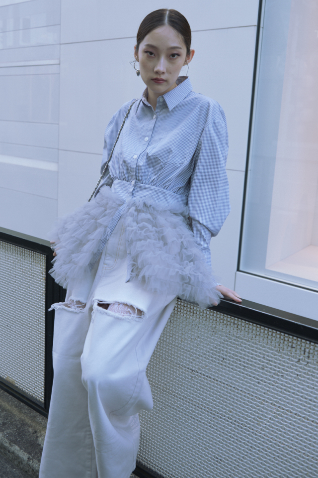 【HONEY MI HONEY】チュールブラウス tulle peplum shirt