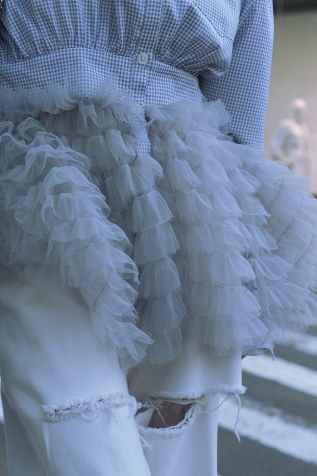 tulle peplum shirt