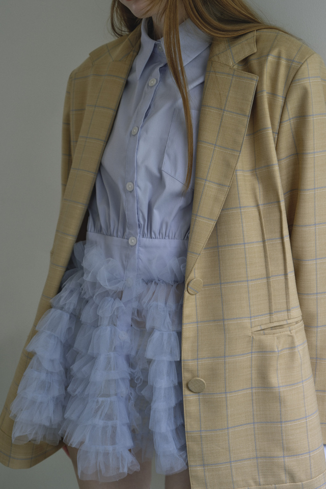 【HONEY MI HONEY】チュールブラウス tulle peplum shirt