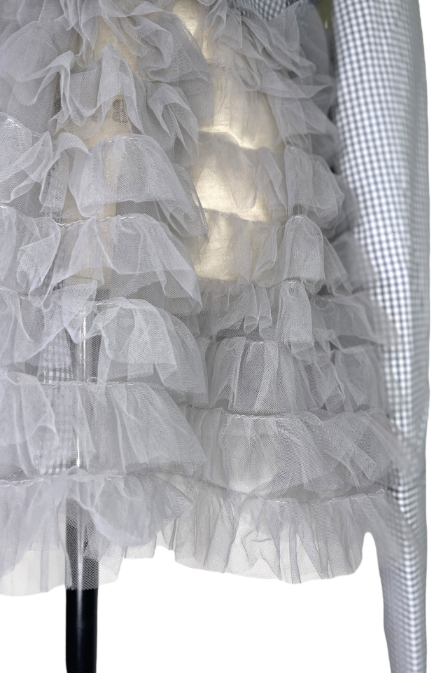 HONEY MI HONEY｜チュールペプラムシャツ｜ふんわりチュールで魅せる