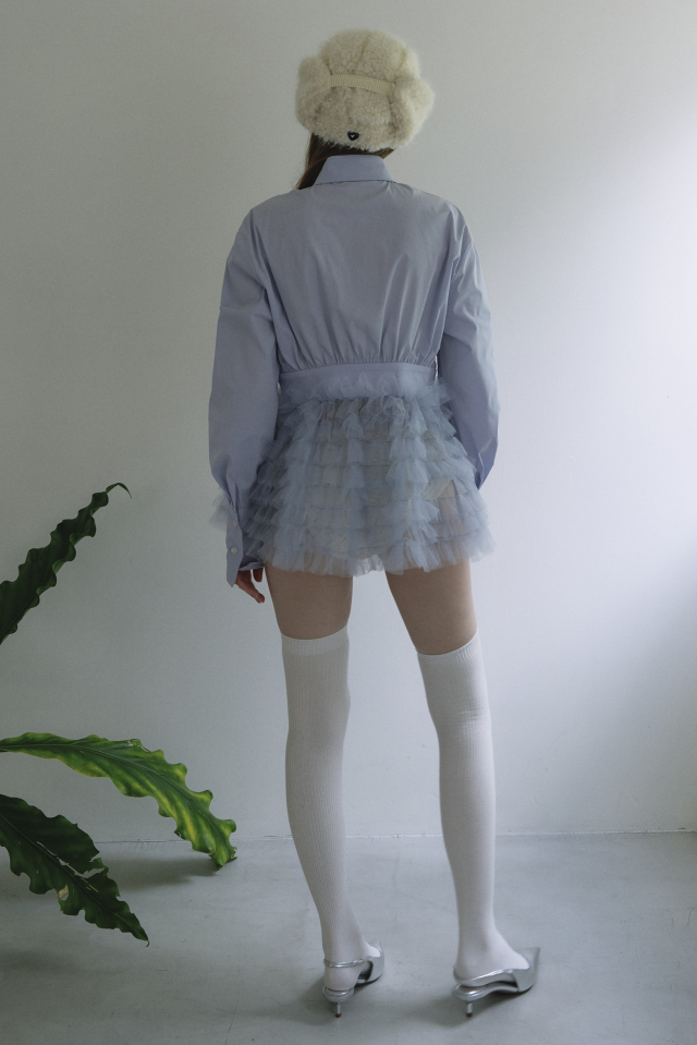 tulle peplum shirt