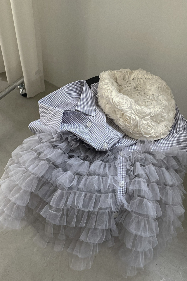 tulle peplum shirt