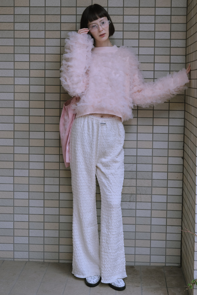 HONEY MI HONEY】volume tulle knit tops