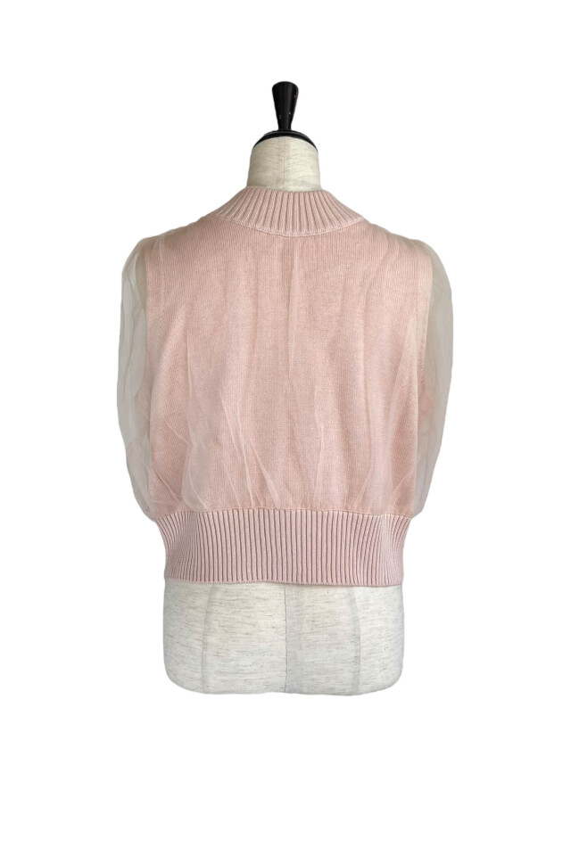 ハニーミーハニー　knit tulle frill cardigan tulle peplum polo knit cardigan