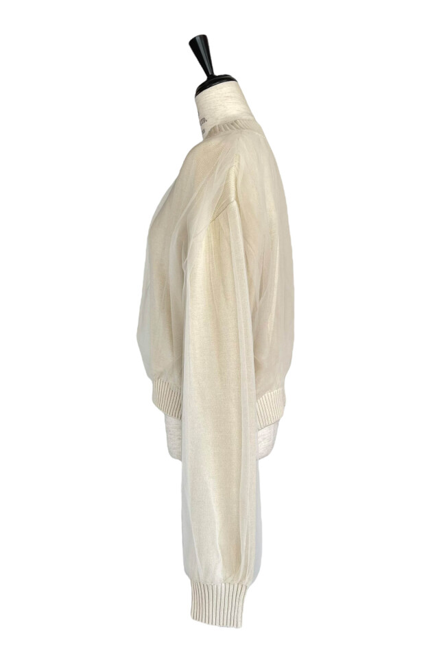 over tulle knit cardigan