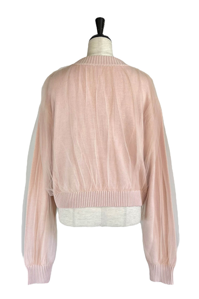 over tulle knit cardigan