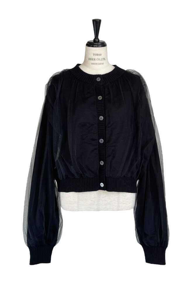 over tulle knit cardigan