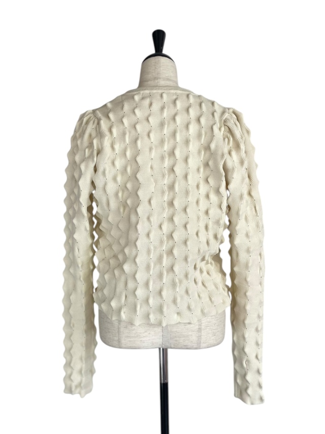カーディガン spiky knit puff sleeve cardigan レディース spiky knit puff sleeve cardigan