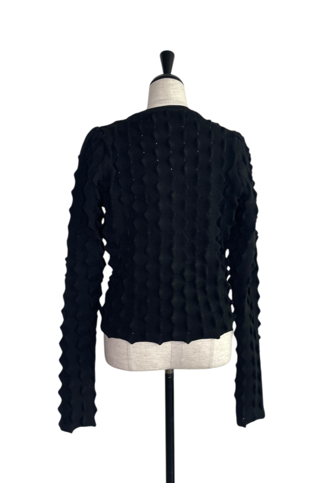 HONEY MI HONEY｜スパイキーリブパフスリーブカーディガン｜立体感で