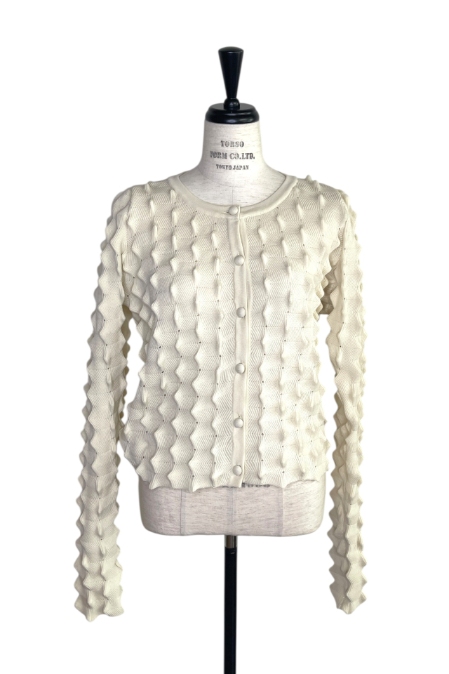 HONEY MI HONEY｜スパイキーリブパフスリーブカーディガン｜立体感で