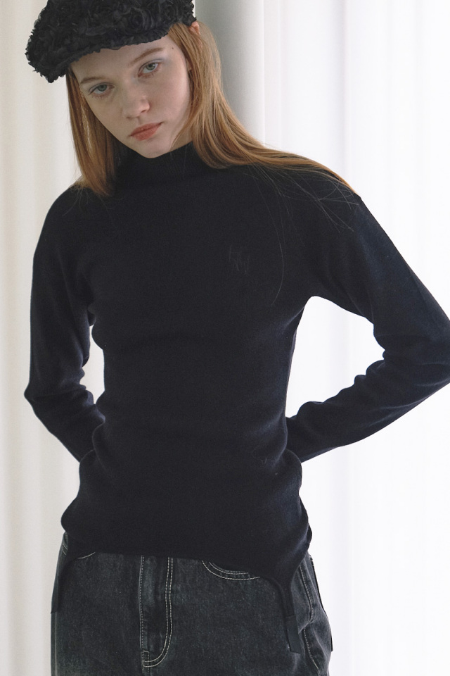 【HONEY MI HONEY】garter high neck knit