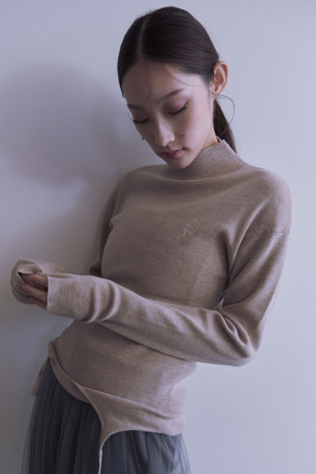 【HONEY MI HONEY】garter high neck knit