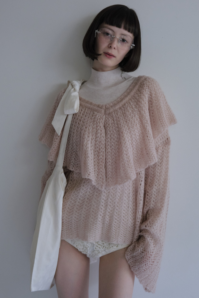 HONEY MI HONEY｜フリルカラークロシェニット｜華やかでふんわり可愛い