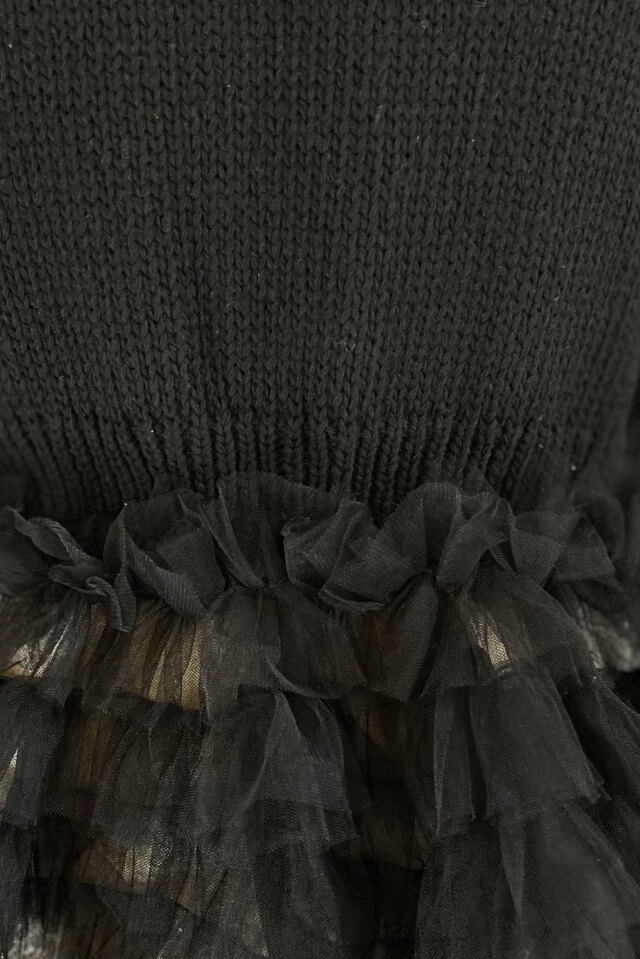 tulle tiered knit pullover
