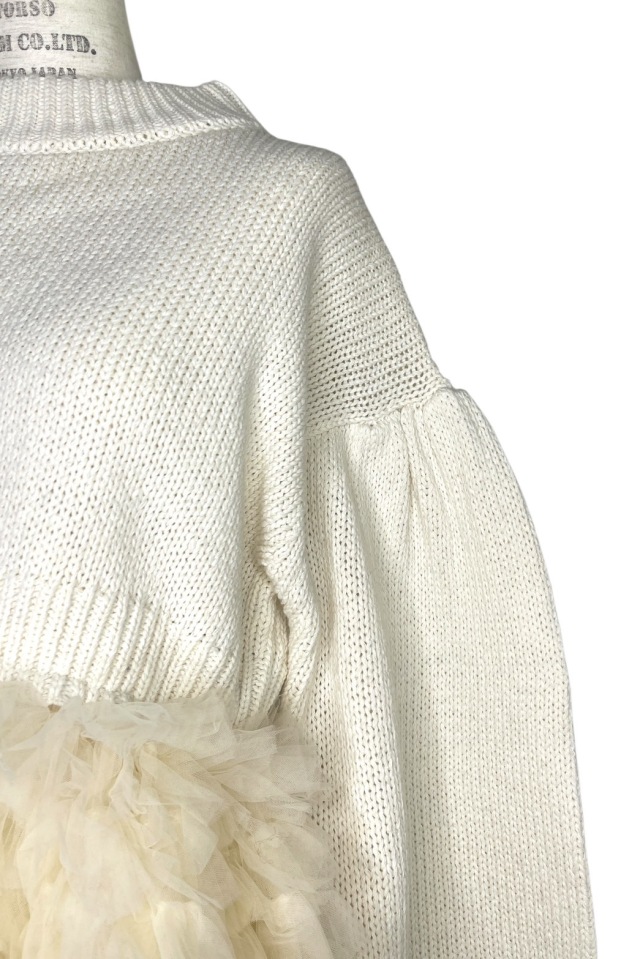 【HONEY MI HONEY】チュールブラウス HONEY MI HONEY｜チュールペプラムシャツ｜ふんわりチュールで