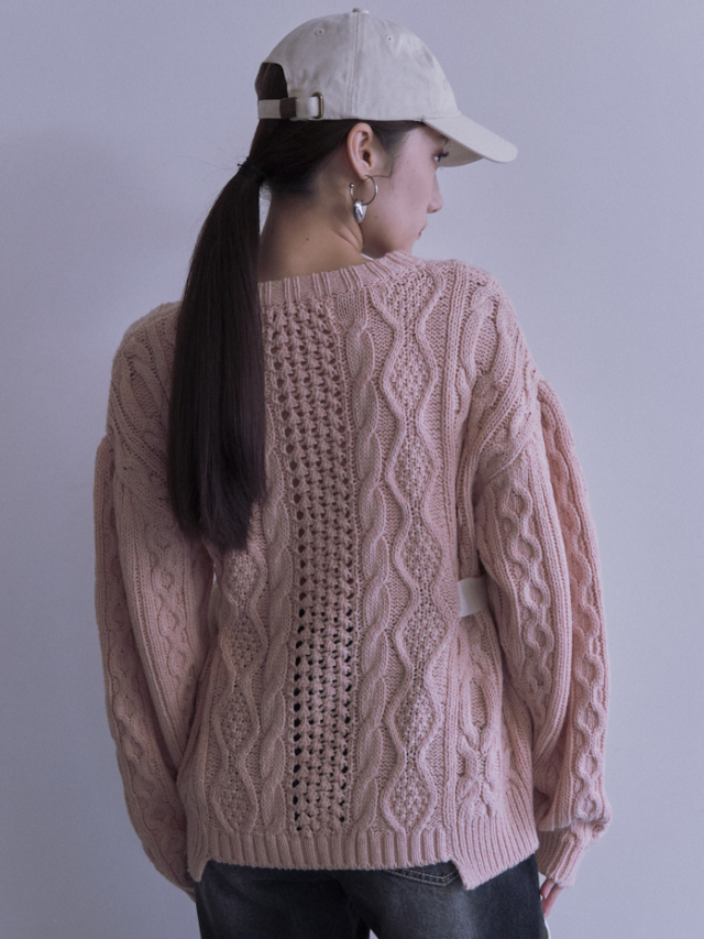 HONEY MI HONEY｜ケーブルリボンニットプルオーバー｜甘さと大人っぽさ