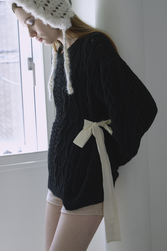 【HONEY MI HONEY】cable ribbon knit pullover
