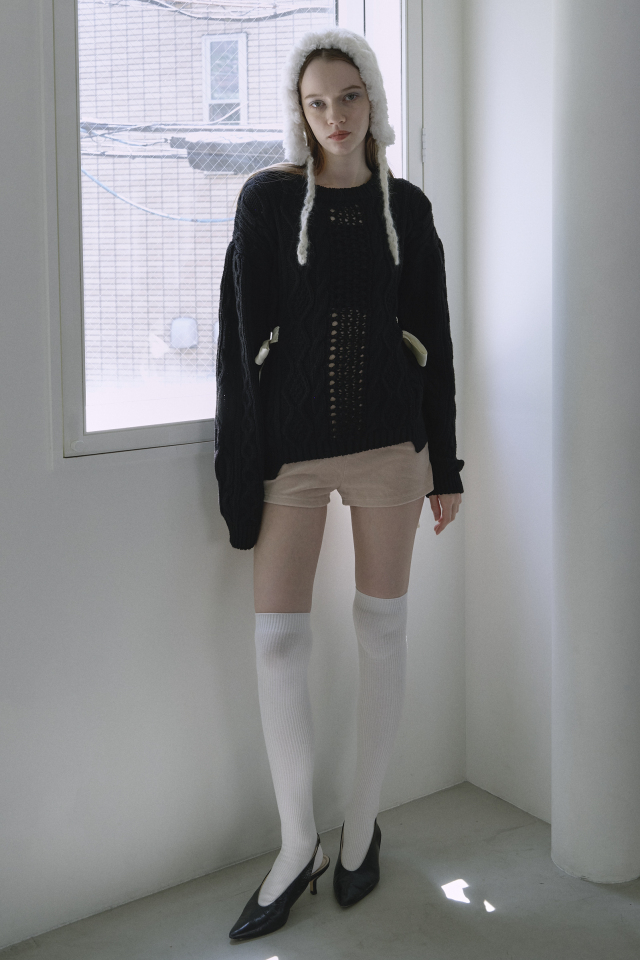 HONEY MI HONEY｜ケーブルリボンニットプルオーバー｜甘さと大人っぽさ