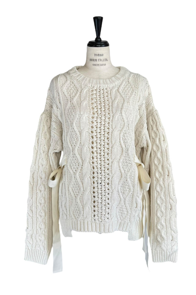 HONEY MI HONEY｜ケーブルリボンニットプルオーバー｜甘さと大人っぽさ