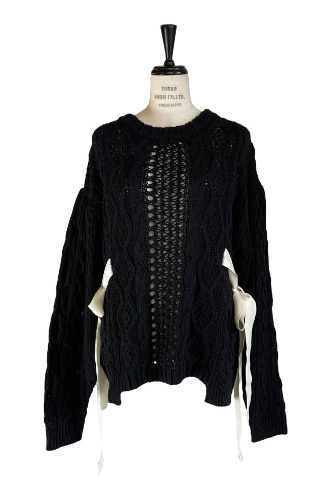 HONEY MI HONEY｜ケーブルリボンニットプルオーバー｜甘さと大人っぽさ