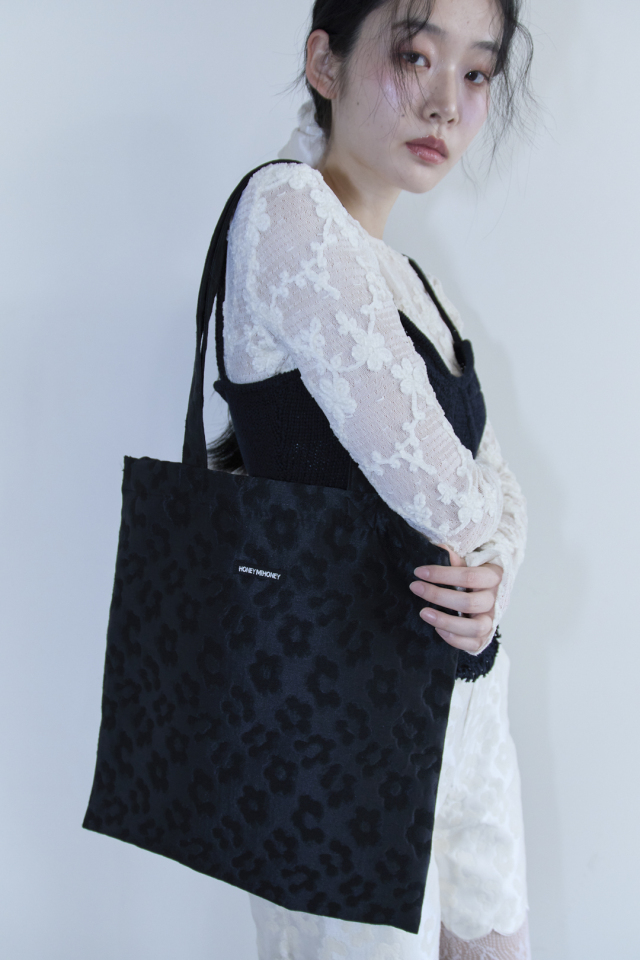 flower jacquard tote bag