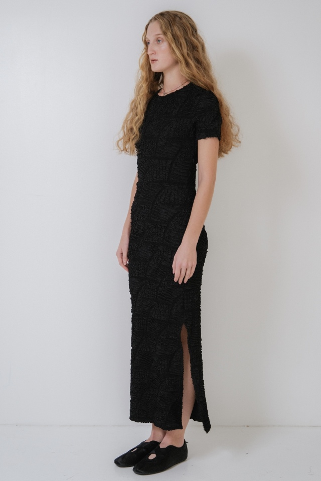 back open swell jacquard long one-piece