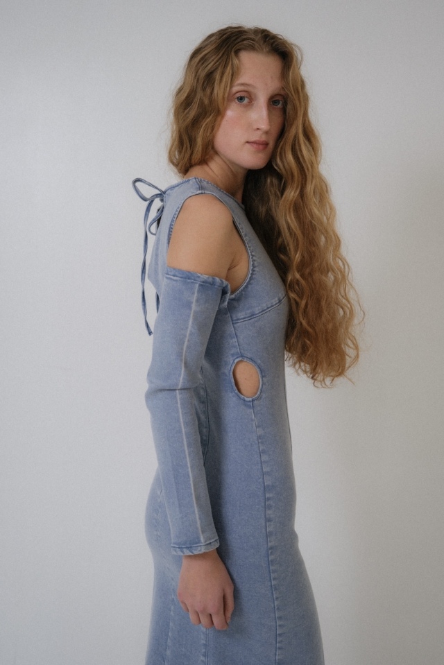 HONEY MI HONEY｜denim long one-piece｜アーム着脱で着回せる