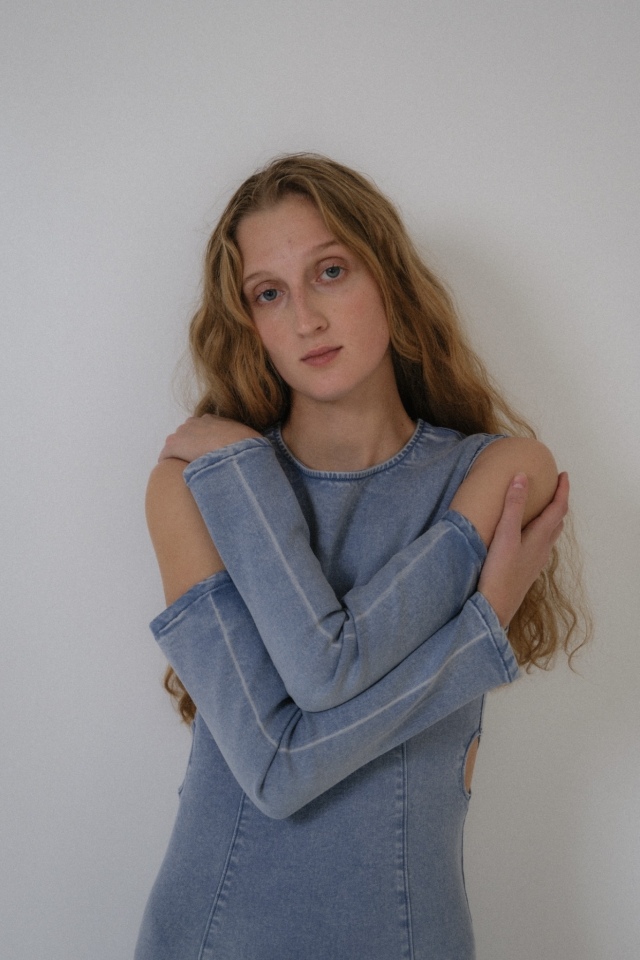 HONEY MI HONEY｜denim long one-piece｜アーム着脱で着回せる
