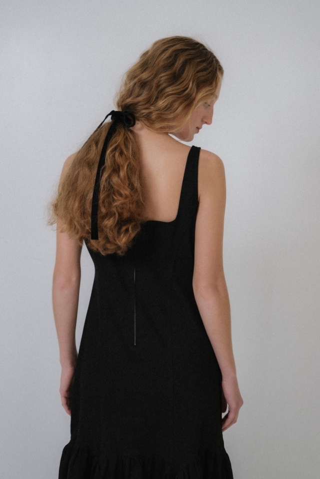 stretch denim one-piece