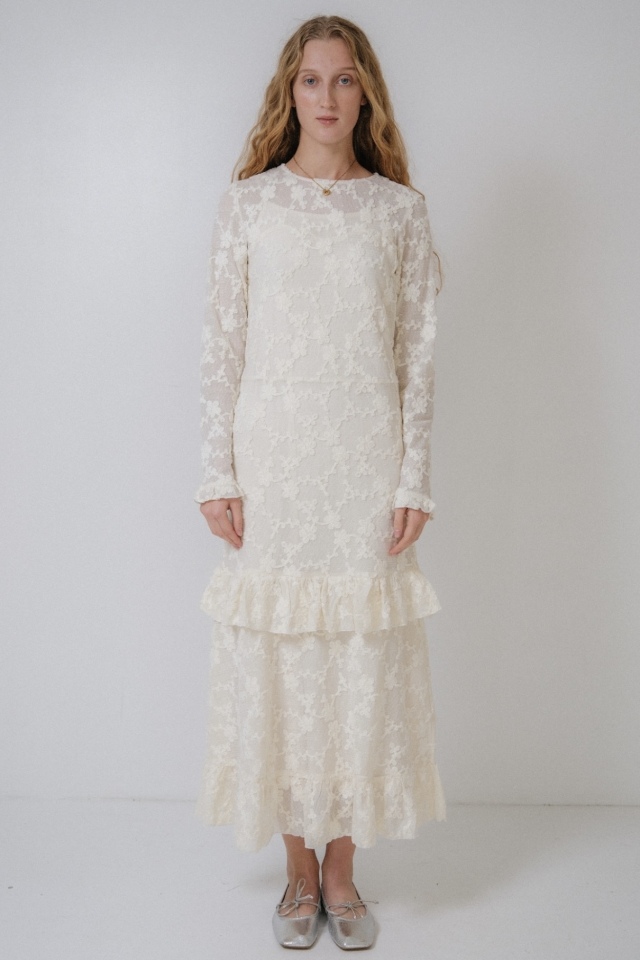 【HONEY MI HONEY】molle embroidery lace long one-piece