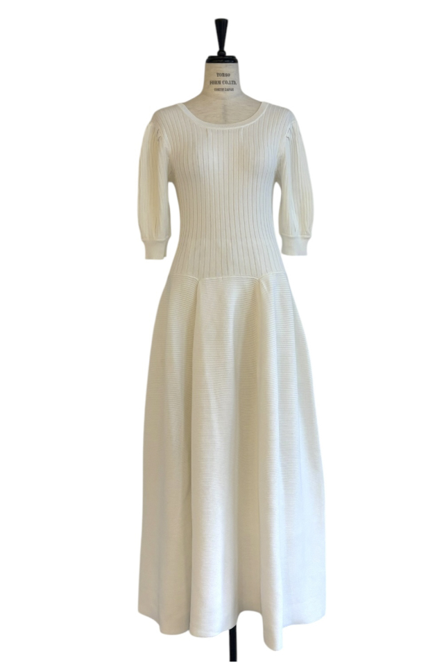 HONEY MI HONEY｜puff sleeve rib knit one-piece｜パフスリーブ