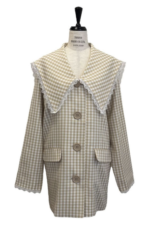 HONEY MI HONEY｜ビッグカラーレーストリミングジャケット｜フェミニン