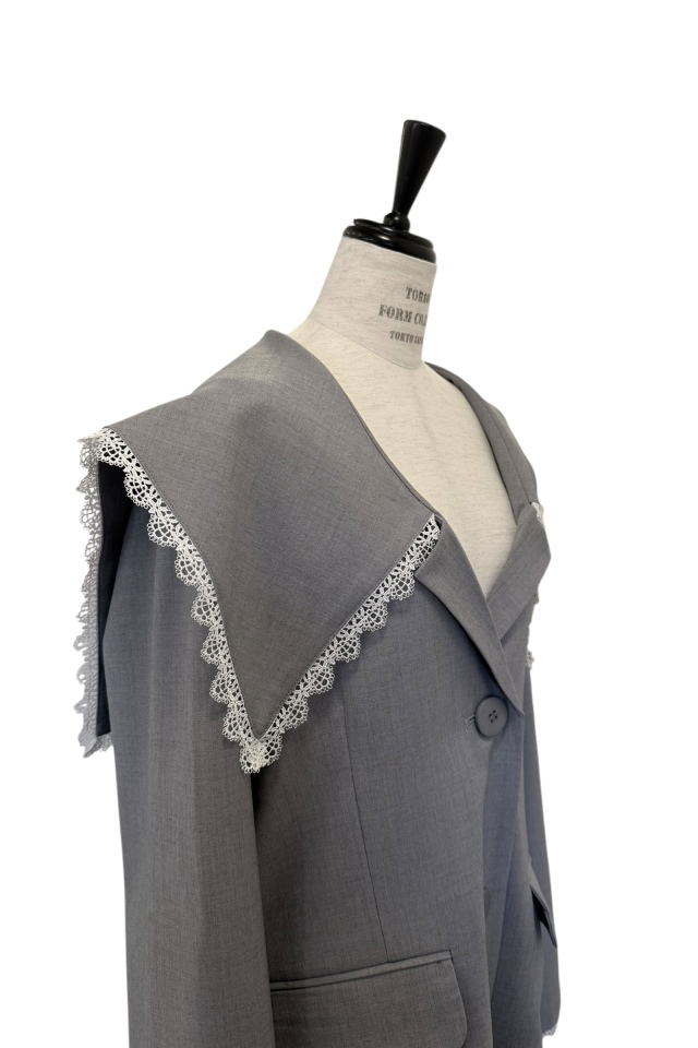 big collar lace trimming jacket