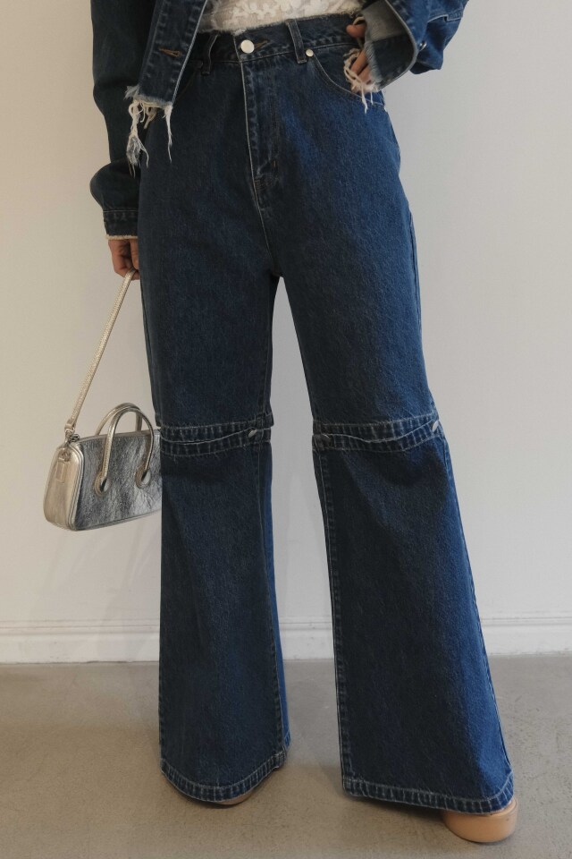 slit denim wide pants