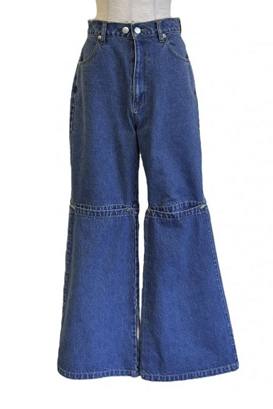 slit denim wide pants