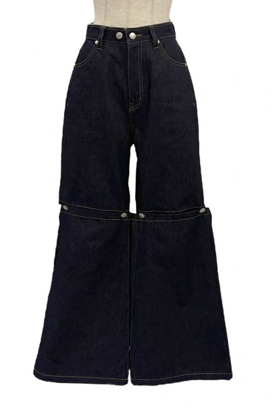slit denim wide pants
