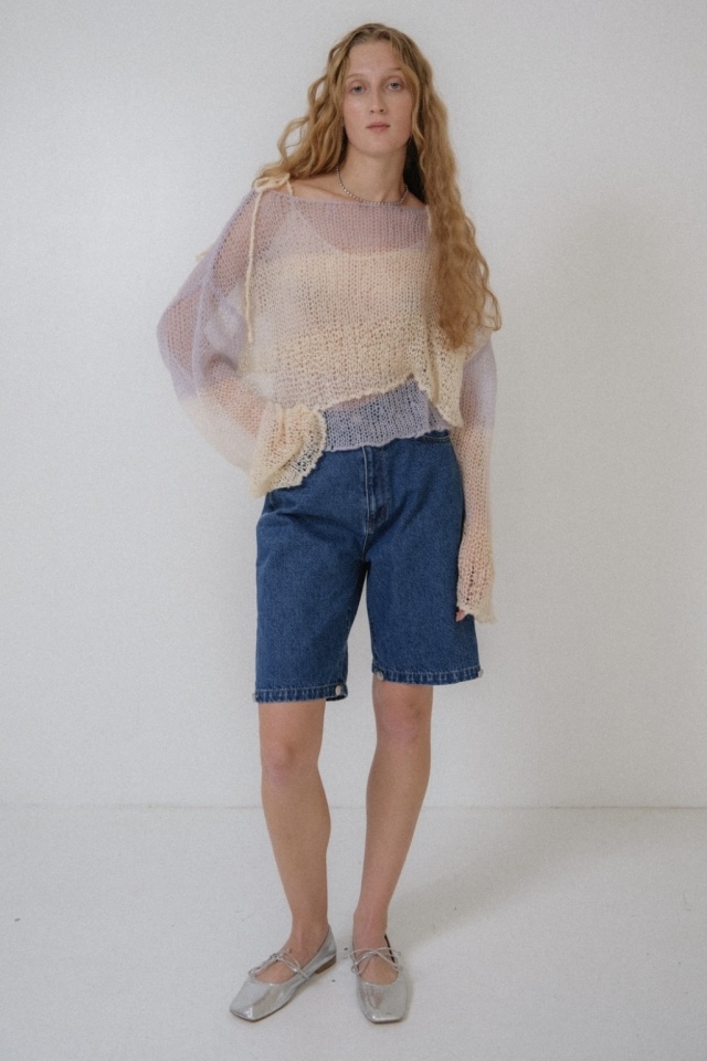 slit denim wide pants