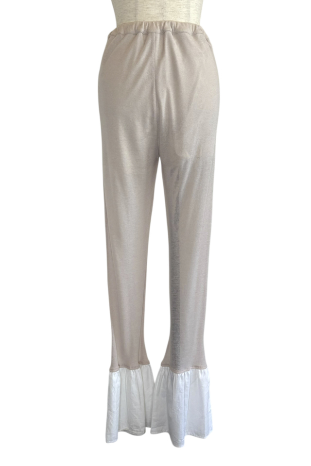 sheer rib frill flare pants