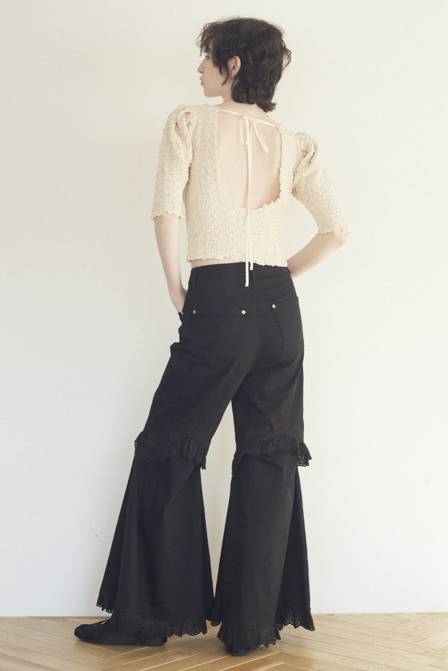 two-way denim flare pants