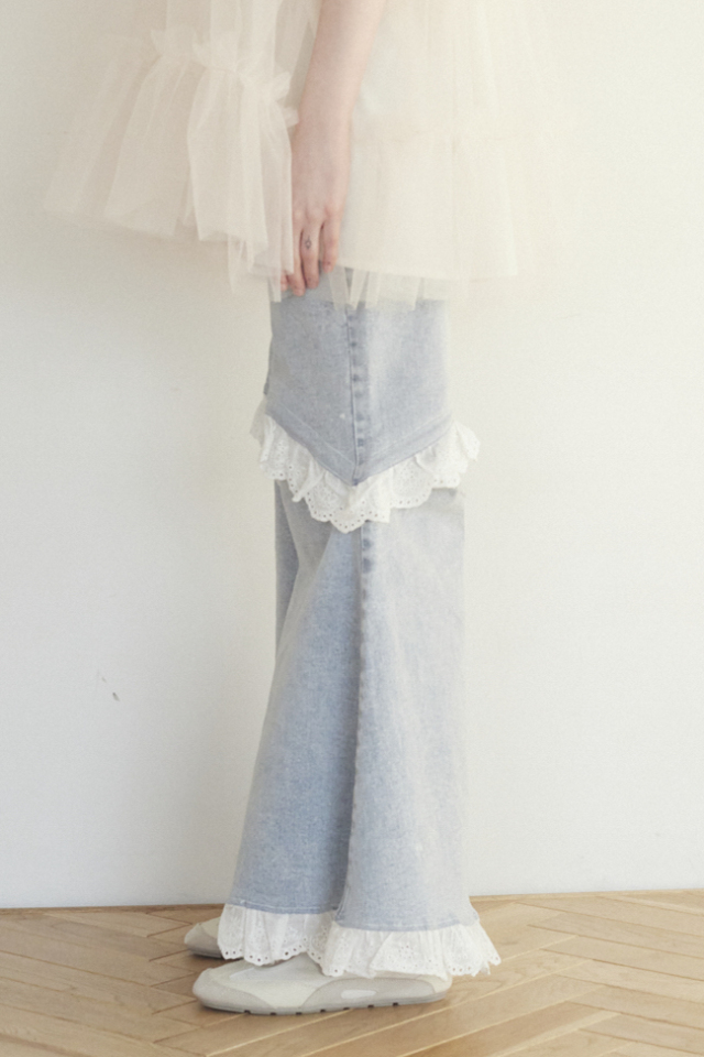 two-way denim flare pants