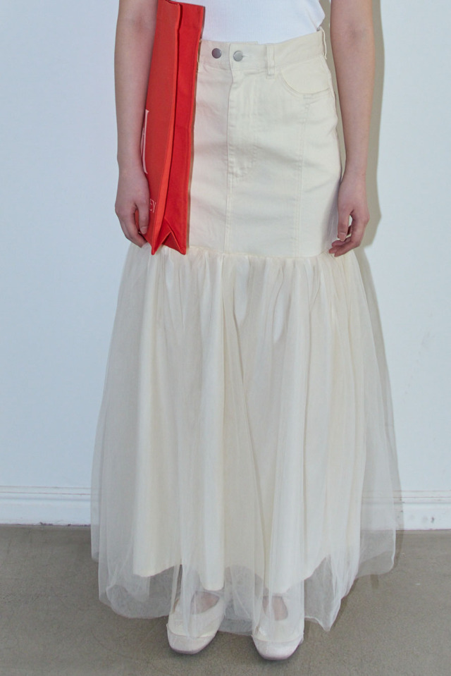 【HONEY MI HONEY】denim tulle skirt