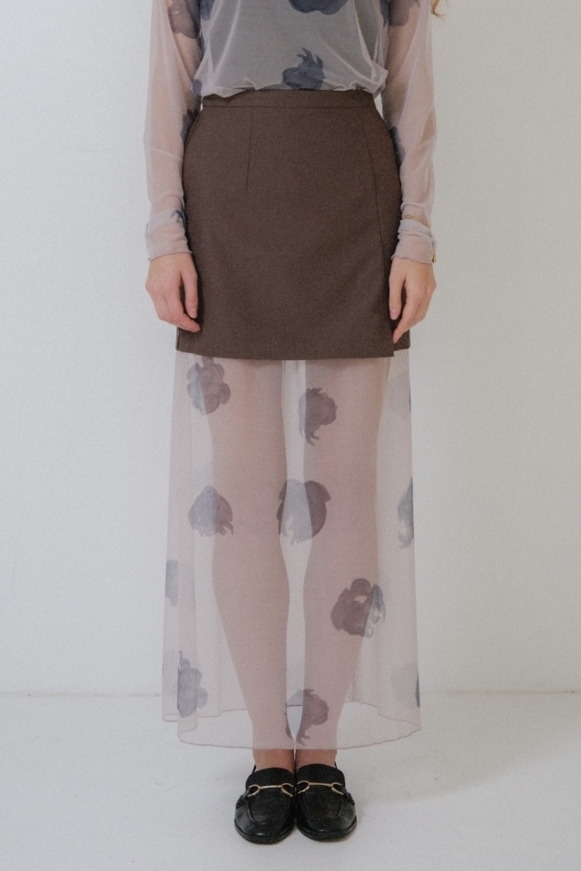 【HONEY MI HONEY】rose pattern tulle skirt