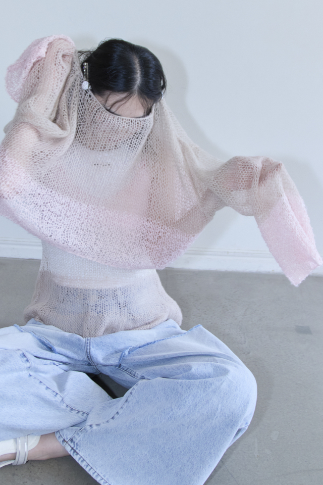 HONEY MI HONEY｜クロシェボーダークロップドニット｜涼しげな鍵編み