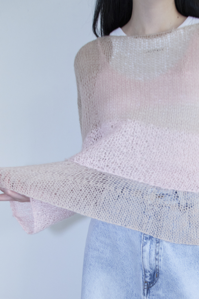 HONEY MI HONEY｜クロシェボーダークロップドニット｜涼しげな鍵編み