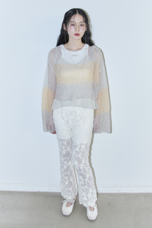 HONEYMIHONEY crochet border cropped knit｜HONEY MI HONEY｜クロシェ