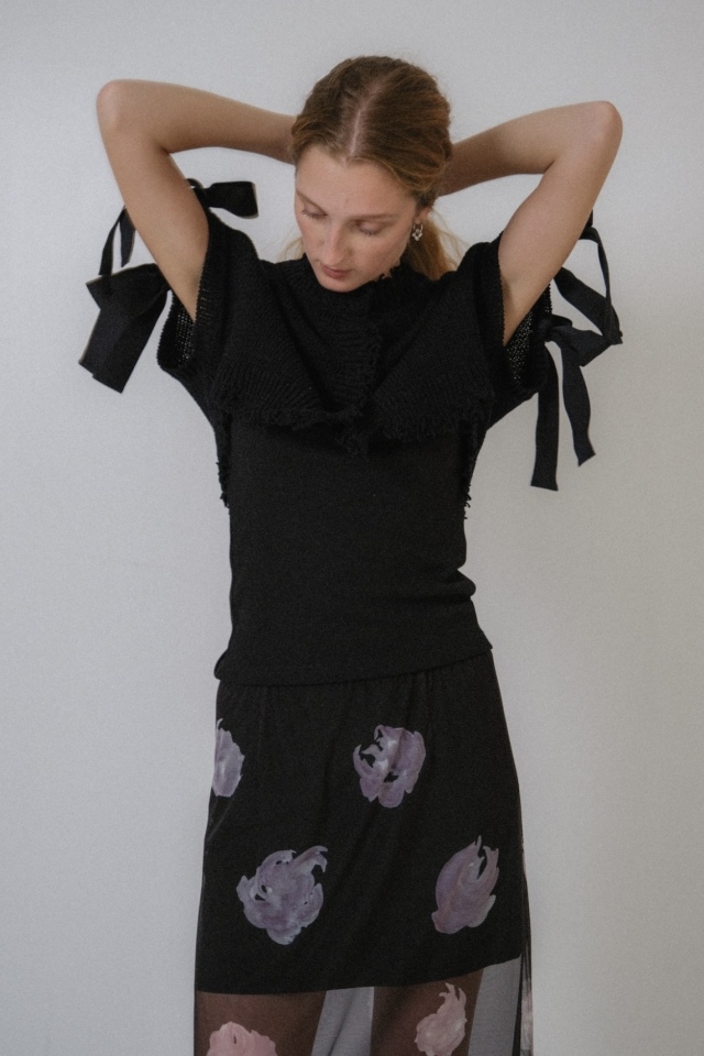 HONEY MI HONEY｜クロップドリボンカーディガン｜アーム取り外し可能